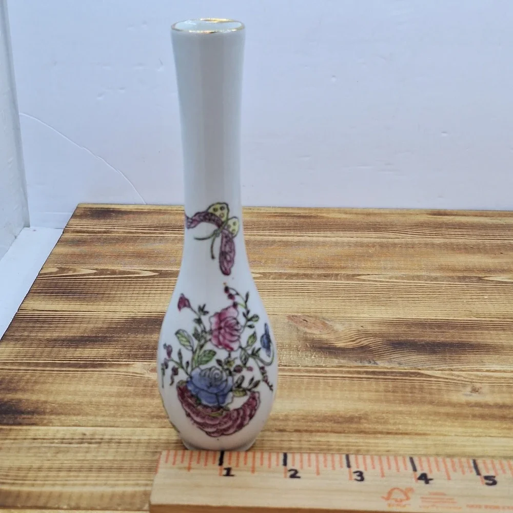 Vintage Japanese Otagiri Bud Vase Flowers &‎ Butterflies